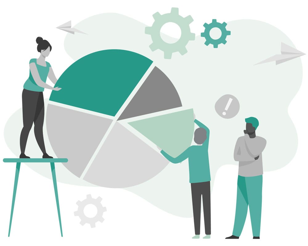 Team Assembling a Pie Chart Symbolizing Channel Performance Management